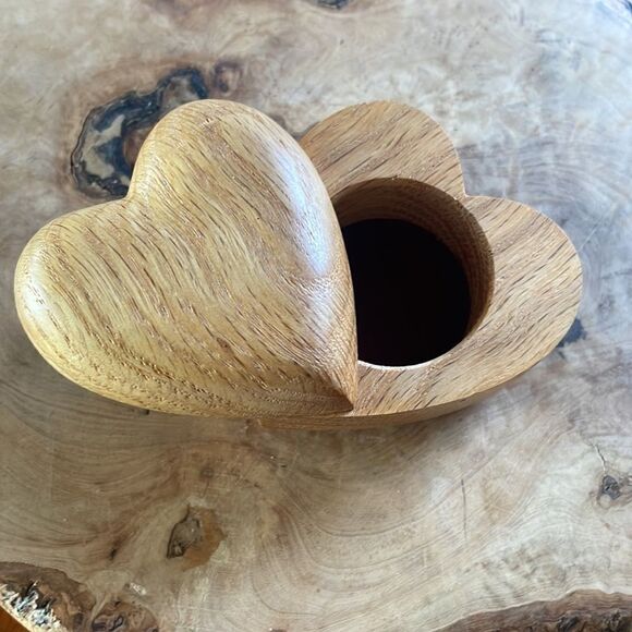 Handmade Wooden Heart Box with Swivel Lid - Picture 3 of 6